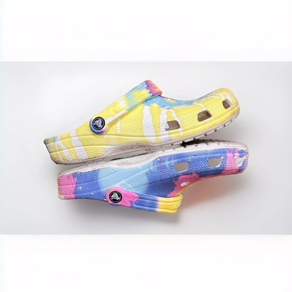 Crocs Rainbow Tie Dye Unisex Classic Original Clogs Slip On Multicolor - Picture 7 of 9